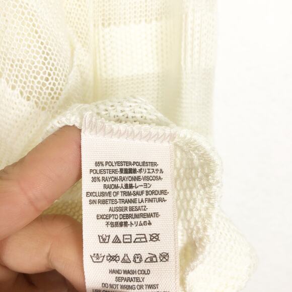 We The Free People Oversized Faux Wrap Sweater Small Cream Striped V-Neck Soft - Picture 5 of 11